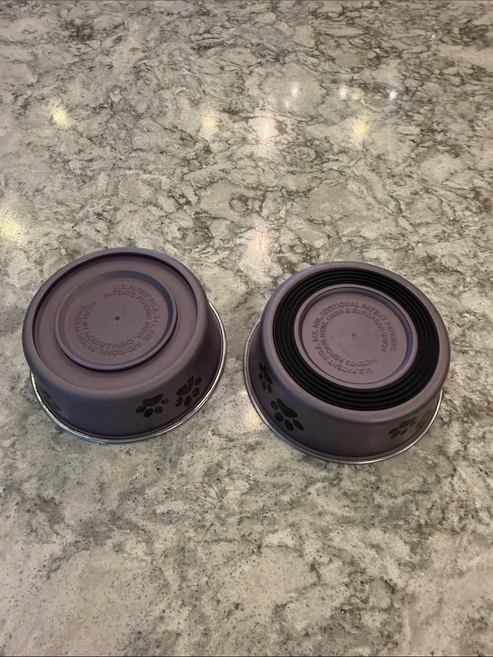 Set of 2 Paw-Print Stainless Steel Pet Bowls - Dusty Purple